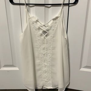 Criss cross ivory tank